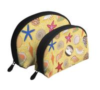 Fondo De Arena De Playa con Conchas De Mar, Bolsa de Maquillaje de Concha, Monedero pequeño para Mujer, Bolsa de artículos de tocador, Bolsa de cosméticos, 2 Piezas
