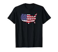 Fondo de Bandera de Mapa del Estado Continental de EE. UU Camiseta gráfica económica, Hombre, Negro, L