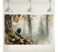 Fondo de bosque de águila, decoración artística rústica de escena de la naturaleza, fondo de fotografía de vida silvestre para eventos, tema de otoño al aire libre, celebraciones de otoño, 71 x 43