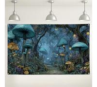 Fondo de bosque de hongos fantásticos, escena de naturaleza encantada para fiestas, decoraciones temáticas de fantasía, fondo de fotografía para interiores y exteriores para eventos, 71 x 43 pulgadas
