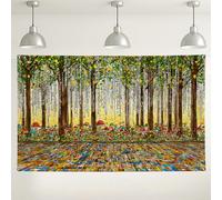 Fondo de bosque encantado, decoraciones florales coloridas de la naturaleza, fondo vibrante para fotografía, fiesta de primavera o suministros de festival, 71 x 43 pulgadas