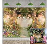 Fondo de bosque encantado para fotografía, cuento de hadas, jardín, flores, fondo de mariposa, telón de fondo mágico del país de las maravillas, telón de fondo para niños, cumpleaños, baby shower