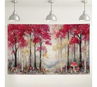 Fondo de bosque otoñal, decoración de otoño encantada para fotografía de fiesta, fondo rústico de escena natural para eventos, decoraciones de otoño de temporada acogedoras, 71 x 43 pulgadas