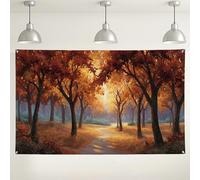 Fondo de bosque otoñal, fondo de fotografía de naturaleza escénica, hojas de otoño, decoraciones de fiesta para eventos, Acción de Gracias, uso en interiores y exteriores, 71 x 43 pulgadas