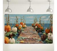 Fondo de camino de calabaza otoñal, decoraciones de otoño de estilo rústico, ideal para Acción de Gracias y eventos de cosecha, fondo de fotografía para interiores y exteriores, 71 x 43 pulgadas