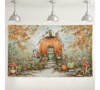 Fondo de casa de calabaza, bonito cuento de hadas otoñal, acogedor fondo de fotografía para interiores y exteriores, para fiestas de otoño, Halloween, 71 x 43 pulgadas