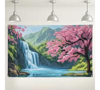 Fondo de cascada de flores de cerezas, fondo de fotografía de naturaleza escénica, decoración floral de melocotón para fiestas, suministros de eventos de primavera al aire libre e interior, 71 x 43