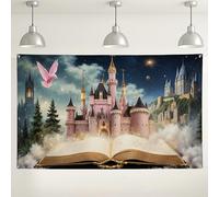 Fondo de castillo de cuento de hadas, decoraciones temáticas de libro de cuentos mágicos, fondo de fotografía de fantasía de melocotón para fiestas de cumpleaños infantiles, suministros de eventos en