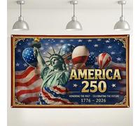 Fondo de celebración de América 250, diseño de bandera patriótica vintage con bolas de aire, decoraciones de fiesta para interiores y exteriores, decoración de 4 de julio para eventos, 71 x 43
