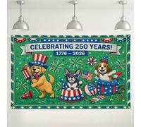 Fondo de celebración de animales patrióticos, divertidas decoraciones de fiesta verde festivas, 4 de julio, fondo de fotos para interiores y exteriores para eventos y reuniones, 71 x 43 pulgadas