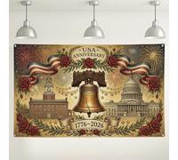 Fondo de celebración de aniversario de Estados Unidos, diseño floral vintage de campana y rosa, decoraciones festivas para fiestas en interiores y exteriores, suministros para eventos del 4 de julio