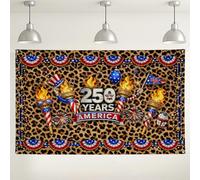 Fondo de celebración de Estados Unidos, decoración de fiesta con estampado de leopardo patriótico, fondo de fotografía para interiores y exteriores, temática de Estados Unidos, para festivales y
