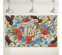 Fondo de celebración de la libertad de Estados Unidos, decoración de fiesta temática floral vintage de Estados Unidos, fondo de fotos rojo y azul para interiores y exteriores para eventos del 4 de