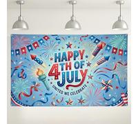 Fondo de celebración del 4 de julio, decoraciones festivas de fiesta rojo, blanco y azul, fondo de fotos del Día de la Independencia para eventos al aire libre e interior, 71 x 43 pulgadas