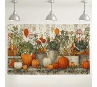 Fondo de cosecha de calabaza, decoración rústica de granero vintage para fiesta de otoño, fondo de fotografía de temporada de otoño para reuniones de Acción de Gracias, 71 x 43 pulgadas