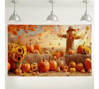 Fondo de cosecha de calabaza otoñal, decoración rústica de otoño para fiestas de Acción de Gracias, decoraciones de fotografía de temporada al aire libre e interior, 71 x 43 pulgadas
