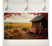 Fondo de cosecha de otoño, calabazas rústicas, girasol, decoración de otoño, acogedor fondo de fotografía para interiores y exteriores para eventos de fiesta de Acción de Gracias, 71 x 43 pulgadas