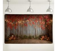 Fondo de cosecha de otoño, fondo rústico de hojas de otoño, decoración de fiesta de Acción de Gracias para eventos en interiores y exteriores, 71 x 43 pulgadas
