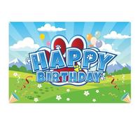 Fondo de Cumpleaños con Estampado Patas, Pancarta Poliéster 150 x 100 cm con Texto Happy Birthday para Fiesta Temática de Perros Dibujos Animados Suministros para Baby Shower Infantil
