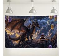Fondo de cumpleaños de dragón de fantasía, decoraciones de fiesta de criatura mística, fondo de celebración épica para fotografía, suministros temáticos de Halloween, 71 x 43 pulgadas
