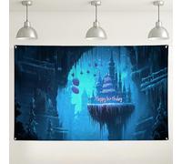 Fondo de cumpleaños del país de las maravillas de invierno, decoraciones de celebración de castillo de hielo, fondo mágico de fiesta para interiores y exteriores para niños, fiestas de invierno