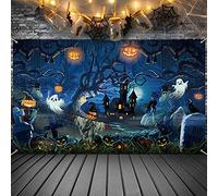 Fondo de decoración de Halloween, bosque espeluznante, cementerio aterrador, calabazas, cementerio, telón de fondo de casa embrujada, fondo de fotografía para adultos decoración de fiesta de Halloween