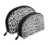 Fondo De Diseño De Patrones Sin Fisuras De Leopardo, Bolsa de Maquillaje de Concha, Monedero pequeño para Mujer, Bolsa de artículos de tocador, Bolsa de cosméticos, 2 Piezas