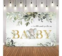 Fondo de elefante verde para fiesta de baby shower Un pequeño cacahuete está en camino Fondo para fotomatón Accesorios para sesión de fotos de