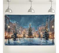 Fondo de escena callejera de vacaciones de invierno, fondo decorativo de paisaje nevado para fiesta de Navidad, suministros de fotografía festiva para interiores y exteriores, 71 x 43 pulgadas