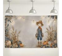 Fondo de espantapájaros de cosecha, decoraciones vintage de otoño para sesión de fotos, fondo de otoño para interiores y exteriores, para eventos de Acción de Gracias, 71 x 43 pulgadas
