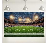 Fondo de estadio de fútbol, decoración de escena deportiva nocturna, fondo de fotografía de hierba verde para eventos, suministros de celebración del día del juego, 71 x 43 pulgadas
