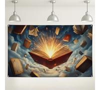 Fondo de explosión de libro mágico, fondo de fotografía temática de fantasía, colorido para interiores y exteriores, decoración de fiesta para eventos, ideal para celebraciones de otoño, 71 x 43
