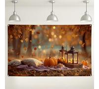 Fondo de farol de calabaza otoñal, acogedoras decoraciones de otoño para fotos de Acción de Gracias, fondo cálido para interiores y exteriores para fiestas de temporada, 71 x 43 pulgadas
