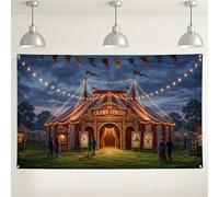Fondo de festival Grand Circus, decoraciones temáticas de carnaval vintage, fondo de fotos a rayas rojas y blancas para fiestas, eventos al aire libre e interior, celebraciones de cumpleaños, 71 x 43