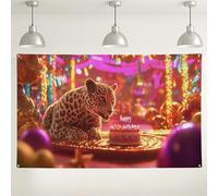 Fondo de fiesta de cumpleaños de leopardo, decoraciones coloridas de celebración temática de la selva, bonito fondo de fotografía de animales para fiestas infantiles, suministros de eventos en