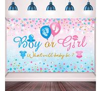 Fondo de fiesta de género revelar decoración de fiesta suministros para niño o niña telón de fondo azul rosa fiesta de género revelar Banner lo que será el bebé baby shower fotografía cabina de