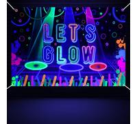Fondo de fiesta que brilla en la oscuridad, Telón de fondo Lets Glow, Bandera de neón para la decoración de fiestas que brilla en la oscuridad, Telón de Fondo Luminoso 180x120cm