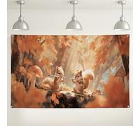 Fondo de flauta de ardilla otoñal, bonito fondo de fotografía de animales del bosque, decoraciones de fiesta de otoño para cumpleaños de niños, Acción de Gracias, uso en interiores y exteriores, 71 x