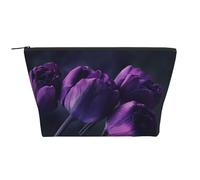 Fondo De Flores De Color Púrpura, Bolsa de artículos de tocador Bolsa de Maquillaje Bolsa de cosméticos Bolsa de artículos de tocador de Viaje portátil