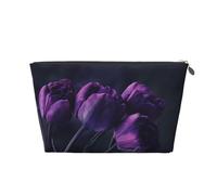 Fondo De Flores De Color Púrpura, Bolsa de artículos de tocador Bolsa de Maquillaje Bolsa de cosméticos Bolsa de artículos de tocador de Viaje portátil