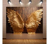 Fondo de fondo de alas de ángel doradas, fondo de fotografía espiritual, alas de plumas de ensueño para cumpleaños, bodas, fiestas, retratos artísticos, accesorios de estudio (E, 360 x 250 cm)