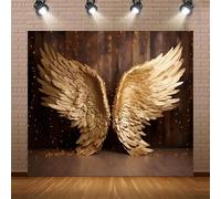 Fondo de fondo de alas de ángel doradas, fondo de fotografía espiritual, alas de plumas de ensueño para cumpleaños, bodas, fiestas, retratos artísticos, accesorios de estudio (F, 300 x 250 cm)