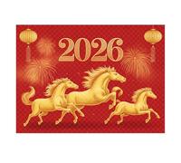 Fondo de fotografía de Festival de Primavera de Feliz Año Nuevo Chino 2026, Danza del león, Linterna Dorada roja, telón de Fondo Tradicional, decoración de Fiesta(AZ439-15,120x90 CM)