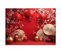 Fondo de fotografía de Festival de Primavera de Feliz Año Nuevo Chino 2026, Danza del león, Linterna Dorada roja, telón de Fondo Tradicional, decoración de Fiesta(AZ439-9,200x150 CM)