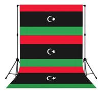 Fondo de fotos con estampado de bandera de Libia de 5 x 7 pies, tela de fondo sin costuras para fotografía de estudio y retrato (sin soporte)