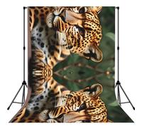 Fondo de fotos con estampado de leopardo de 5 x 7 pies, tela de fondo sin costuras para fotografía de estudio y retrato (sin soporte)