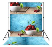 Fondo de fotos impreso de cereza sobre madera, tela mate sin costuras para sesiones de fotos, pancarta de pared de estudio profesional