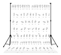 Fondo de fotos impreso del alfabeto de lenguaje de señas, tela mate sin costuras para sesiones de fotos, pancarta de pared de estudio profesional