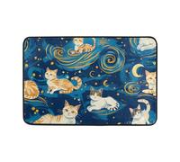 Fondo De Gato Y Cielo Estrellado Alfombra Baño Atrapapolvo Tapete Entrada Lavable Alfombras para Entradas Baño Interior 40 X 409Cm