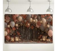 Fondo de globo de farol de otoño, decoraciones rústicas de fiesta de otoño, acogedor fondo de fotografía para interiores y exteriores para celebraciones de Acción de Gracias, 71 x 43 pulgadas